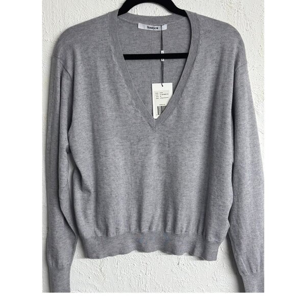 Thakoon Womens Gray Heather V-Neck Long Sleeve Pullover Sweater Size Large - Picture 3 of 6
